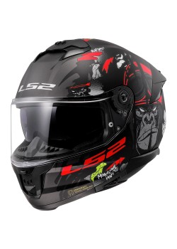 LS2 STREAM 2 ANGRY MONKEY MAT SİYAH-KIRMIZI KASK