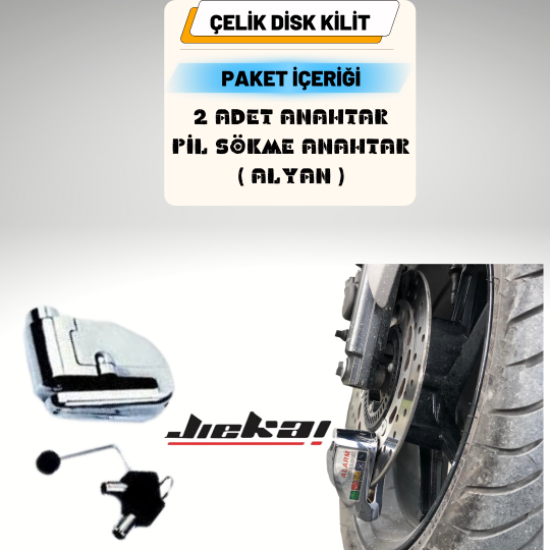 JK002 ÇELİK ALARM DİSK KİLİDİ HATIRLATMA KABLOLU