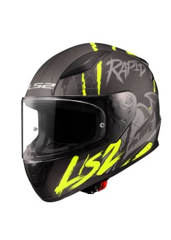 LS2 RAPID 2 RAVEN MAT SİYAH-GRİ-NEON SARI KASK